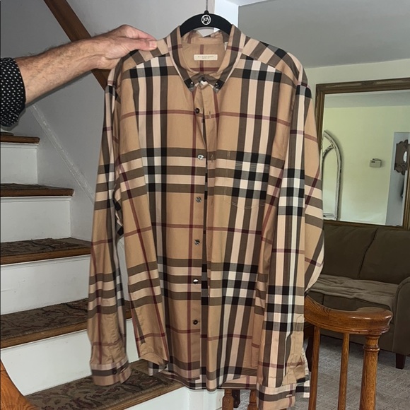 Burberry Brit Classic Tan Plaid Casual Button Down Shirt - Picture 3 of 12